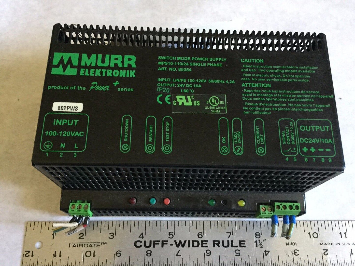 Murr Electronik Mps10-110/24 Single Phase,85054 Switch Mode Power Supply,Cx