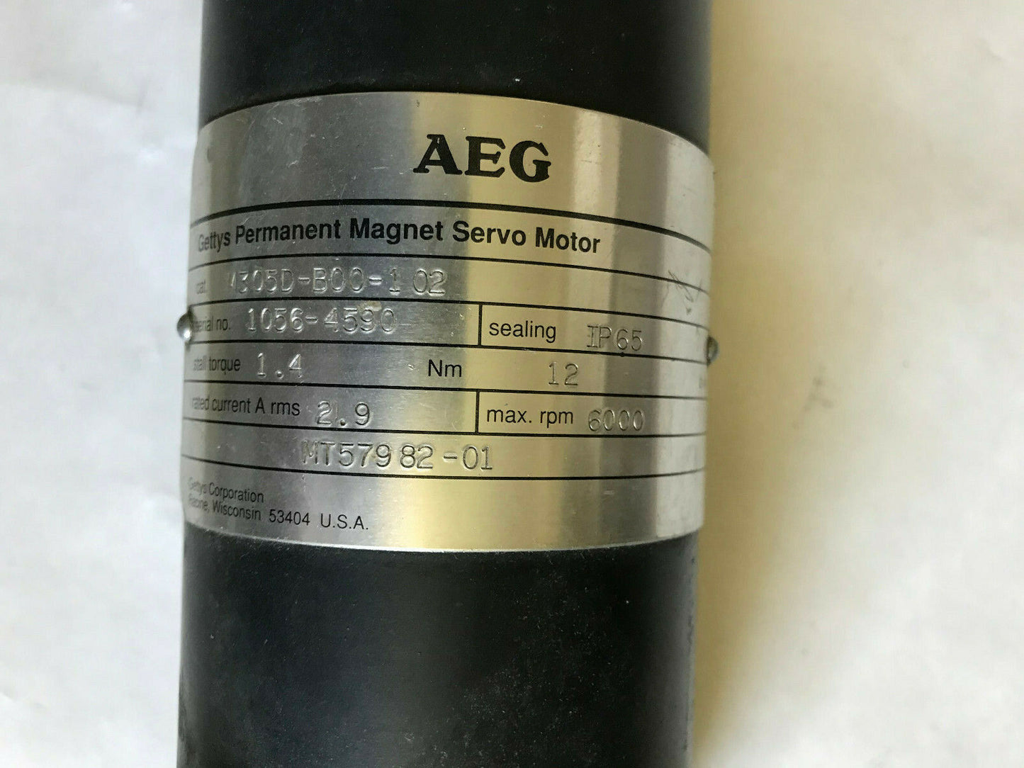 Aeg M305d-B00-102 Gettys Permanent Magnet Servo Motor,Mt57982-03,6000 Rpm,Th