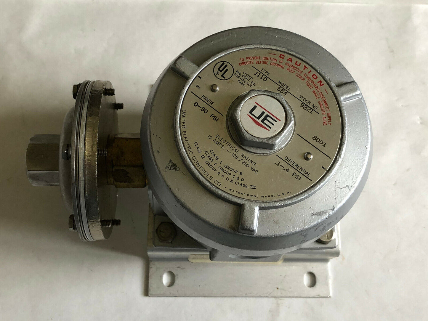 Ue Ji10 554,United Electric J110 554 9821 Pressure Switch 0-30Psi Ss 1/4" Npt,Ej