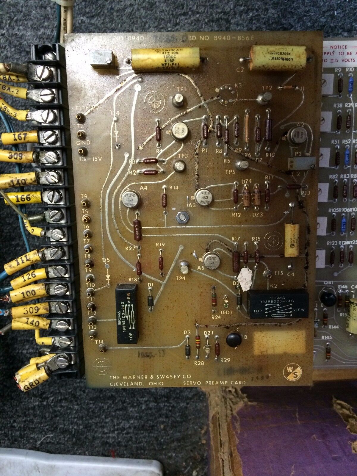 Warner & Swasey 5351-5037J Dc Servo Drive,8940-775H,8940-856E,8940-6675,Cu