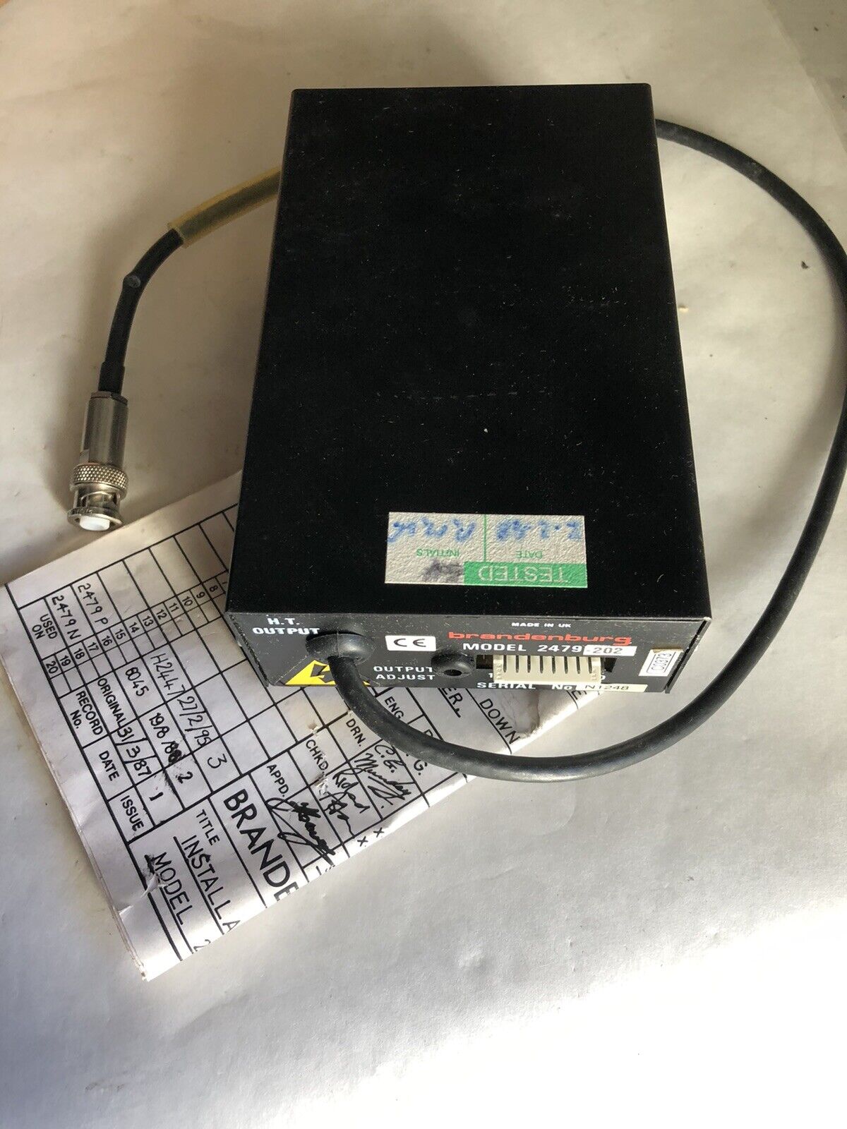 New Brandenburg 2479-202 Dc Power Supply,Eb02129,15V-3.5Kv, 2Ma,Tk