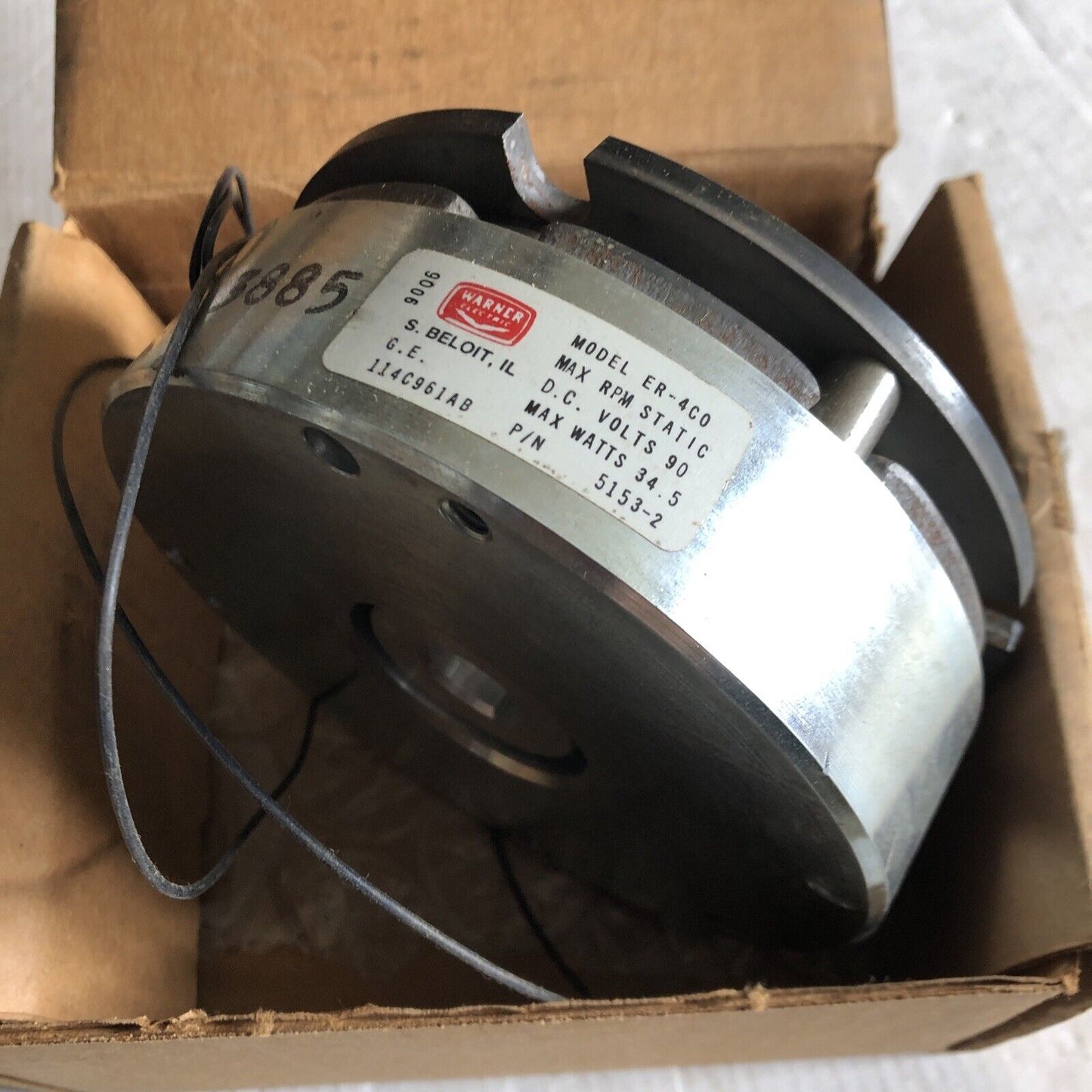 Warner Er-4C0,5153-2,Max Rpm Static Robotic Static Brake,90Vdc,Warner Er-4Co,Bt