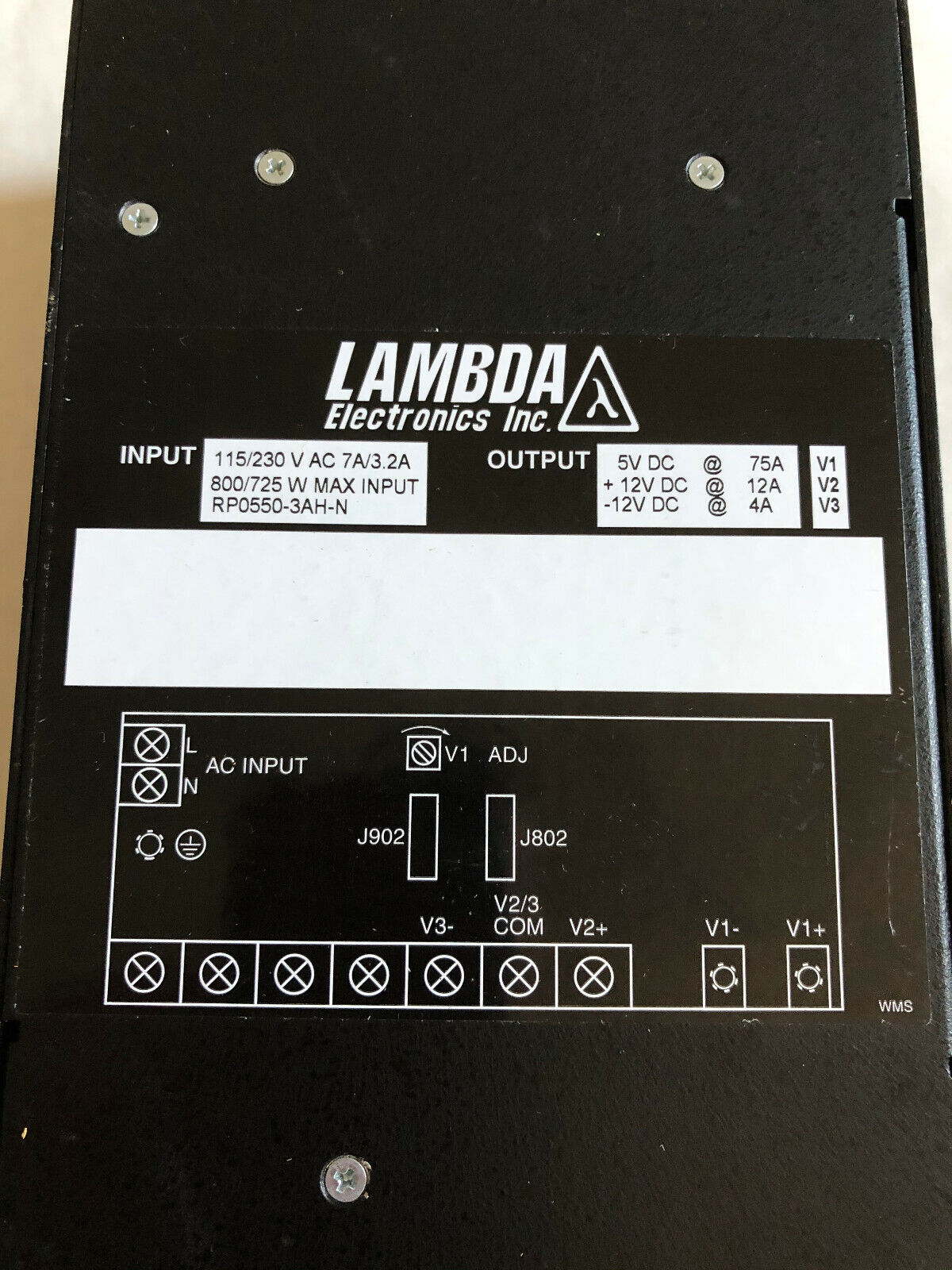 Lambda Electronics Rp0550-3Ah-N, Power Supply. 500W Max,Fe