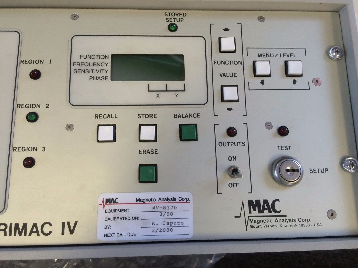 Mac Vm4det120 Magnetic Analysis Vm-4,Varimac Iv Eddy Test Comparator,Bh