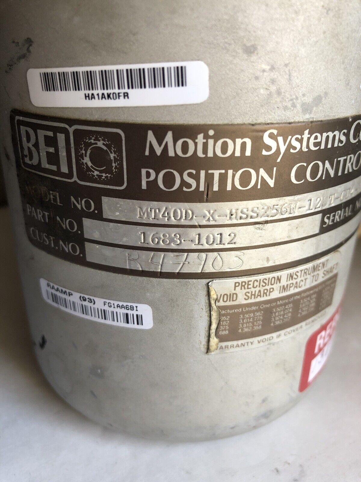 Bei 1683-1012 Motion Systems Encoder Mt40d-X-Hss256n-128T-Gd4-X-S-C14-S-5,Tk