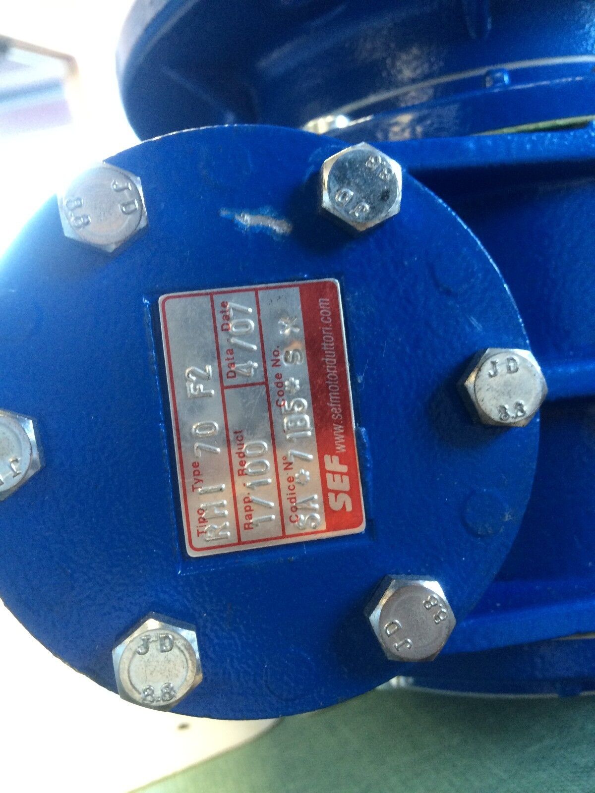 Carpanelli Ma71b4 3-Ph Ac Motor,Sef Rmi 70 F2 Gearbox,1/100-Ratio,3-Ma71b4,Br