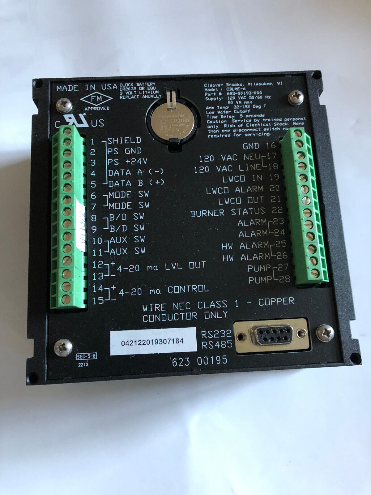 Cleaver Brooks 623-00193-000 Level Master Controller,623 0013 000,Ec