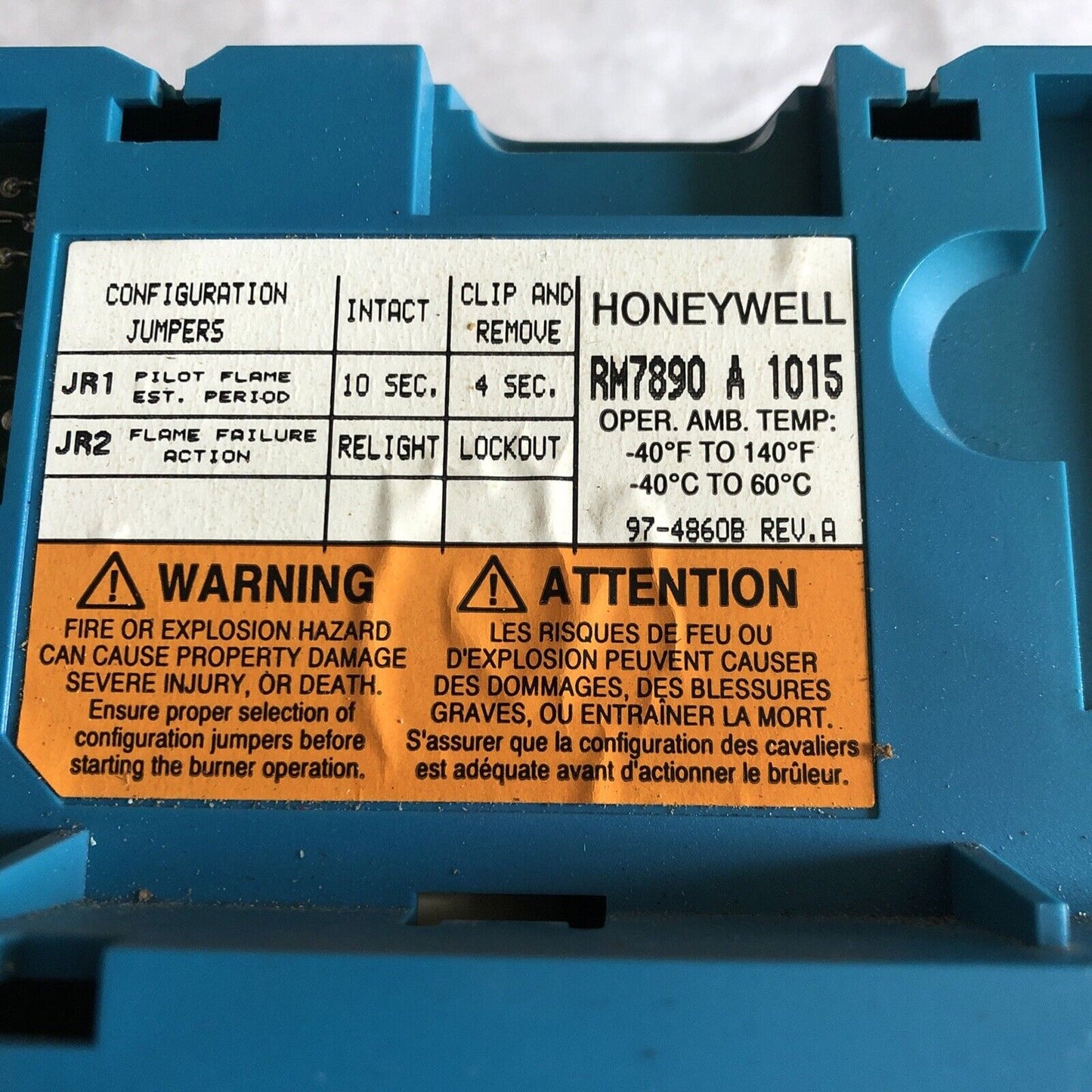 Honeywell Rm7890 A 1015 Burner Rm7890a1015 Control,Relay Module,Cs