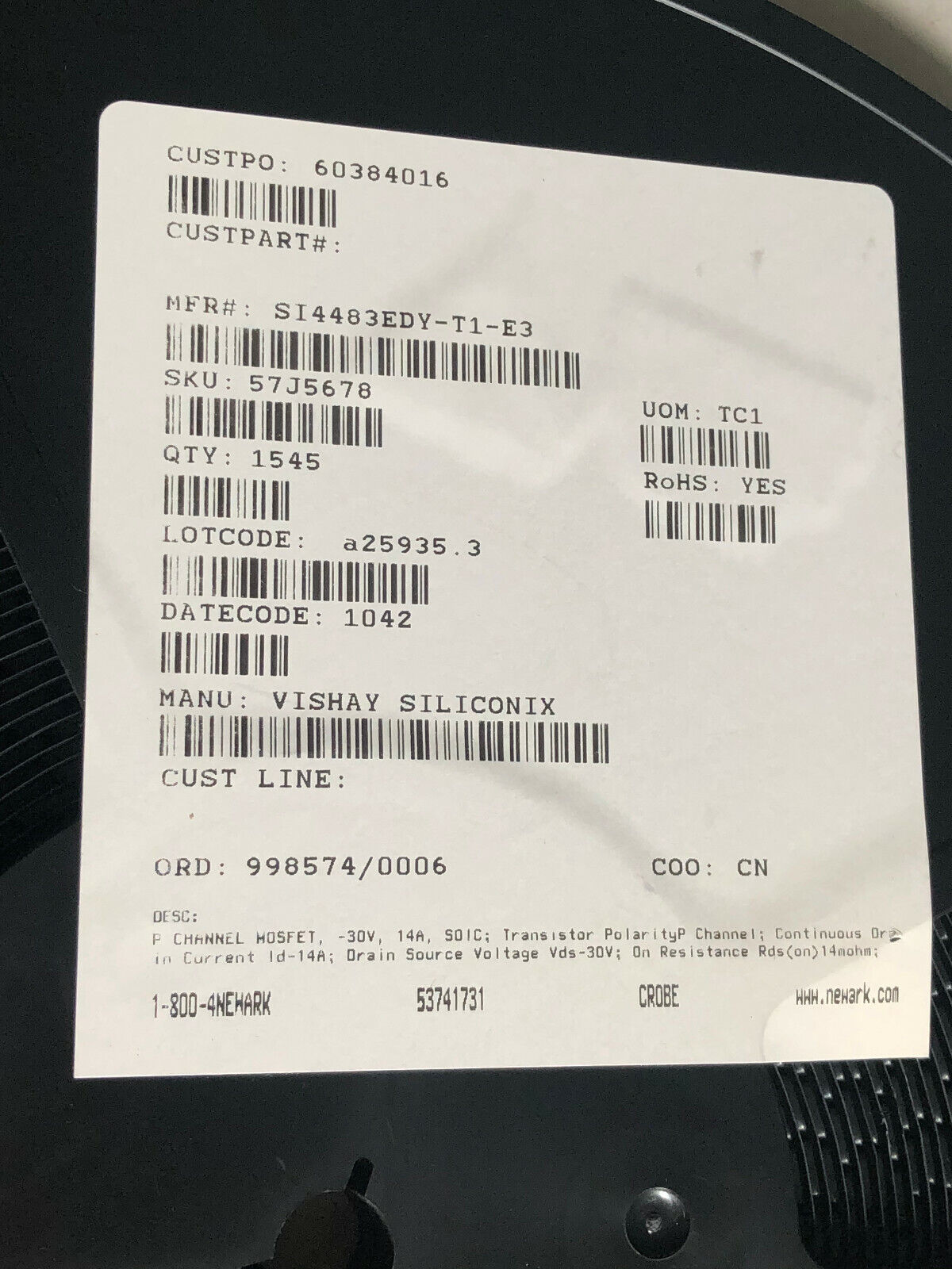 Lot 1,545 Vishay Si4483edy-T1-E3,P Channel Mosfet S14483edy-T1-E3,Tx12-04-Ec1,Sk