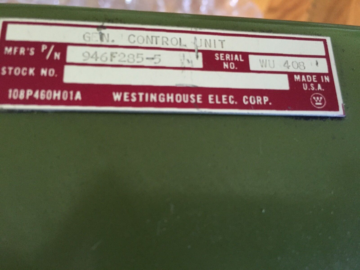 Westinghouse 946F285-5,108P460h01a Generator Controll Unit,946F235-5,946F5462,Tf