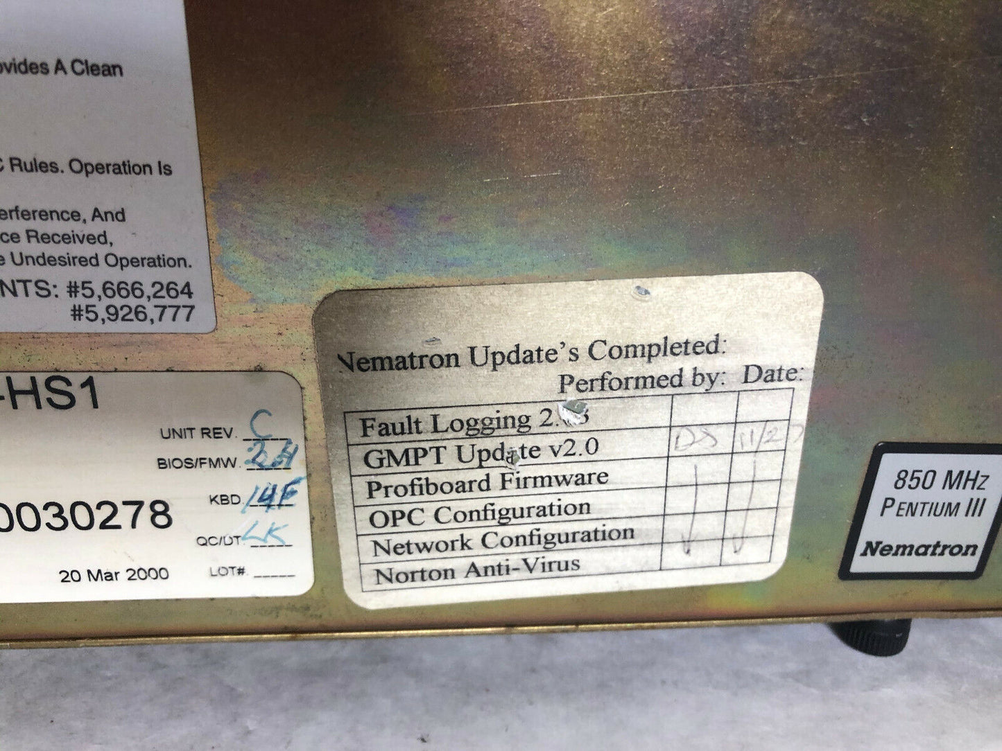 Nematron Icc-8L6-Hs1 Operators Pc Control Panel  Controller,Ti