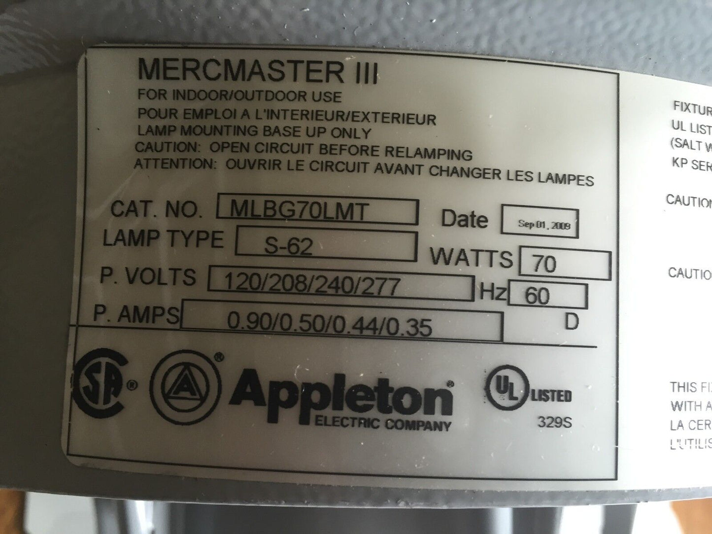 New Appleton Mlbg70lmt,Mercmaster Ballast Body 70W Hps 120-277V Low Profile,Ti