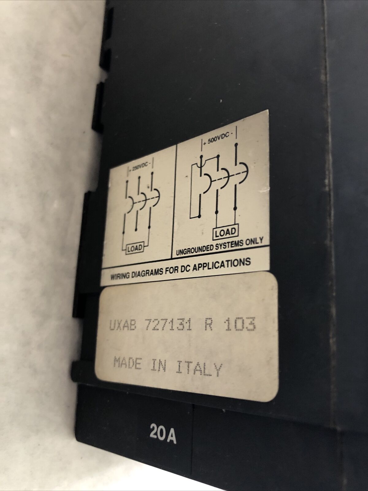 Abb Es,20A,Abb Mf726789,3P,As Lr90467 Cu7al,Uxab 727131 R 103 Circuit Breaker,Eb