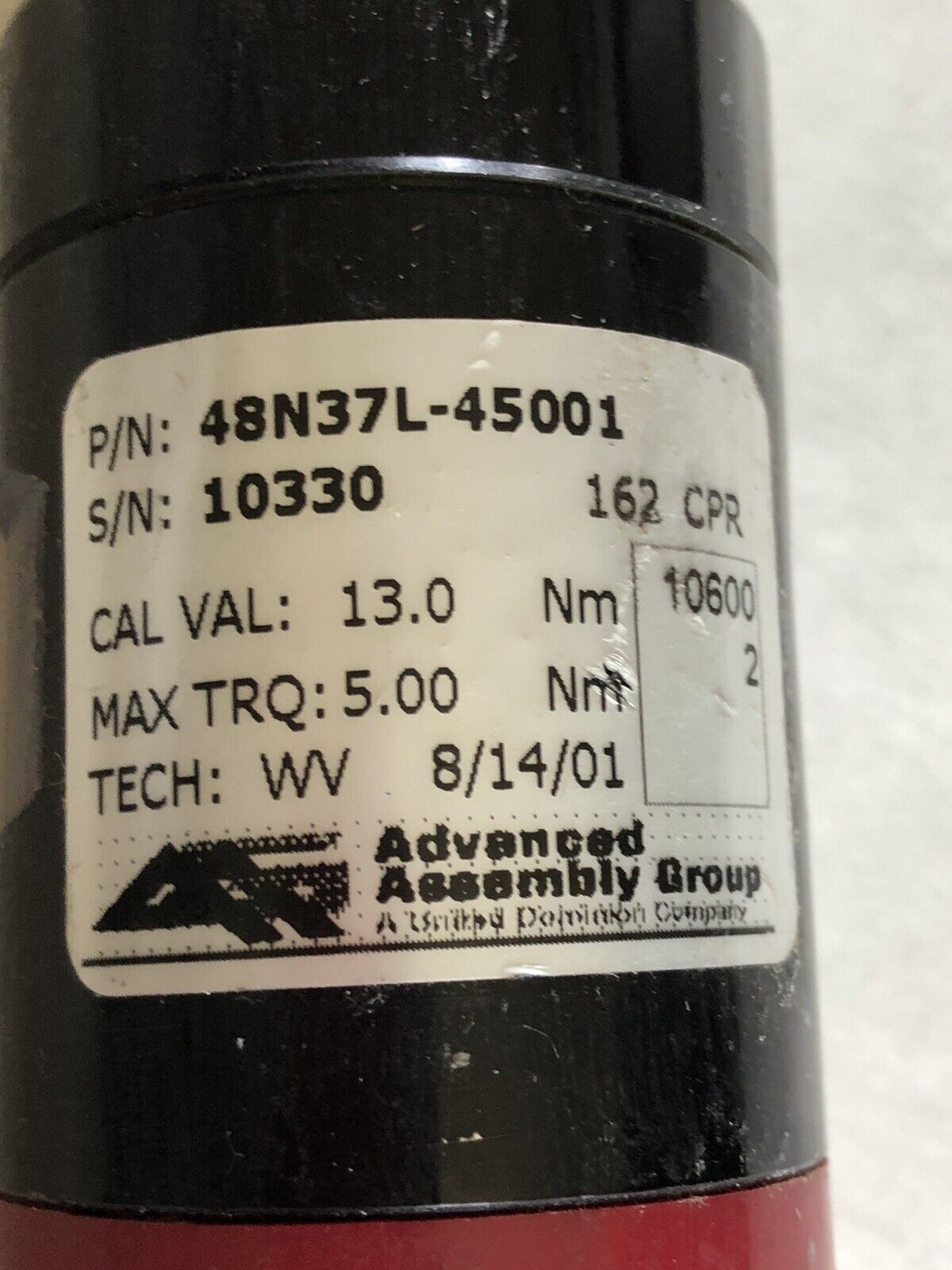 Advanced Assembly 48N37l-45001 Electronic 3/8" Drive Nutrunner 5Nm,Cal 13.0,Ev
