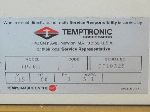 Temptronic Tp26h Thermospot Plc, 115Vac, 60Hz, 1-Phase, 3.1A ,Dd