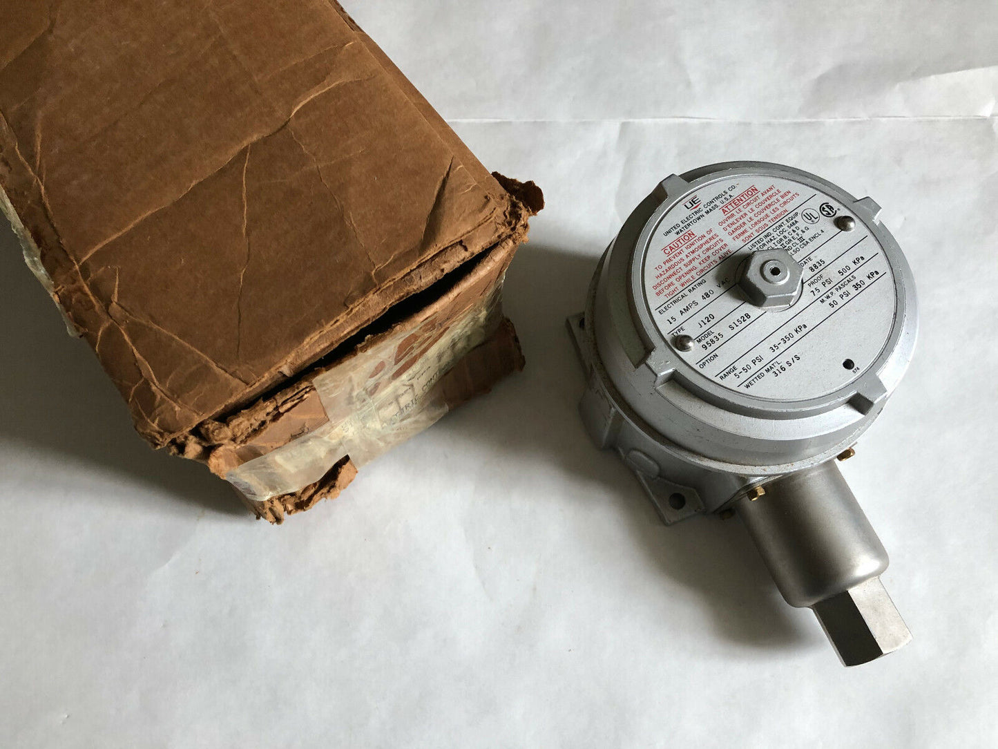 3/4" United Electric 95835 S152b,1/50# Spdt Xprf # Sw;Ss Bellow,J120 Valve,Cg