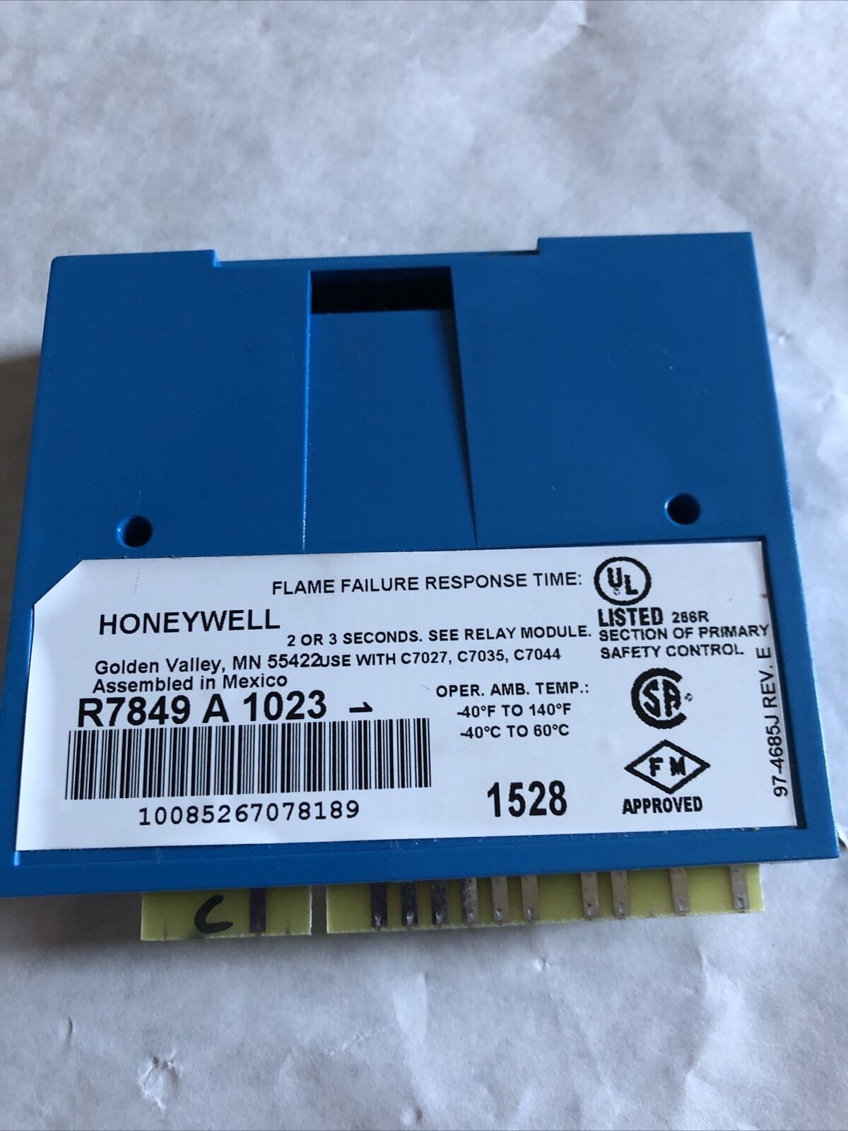 New Honeywell 7849A 1023,7849A1023,Ultraviolet Flame Amplifier (Used 1 Hour),Ei