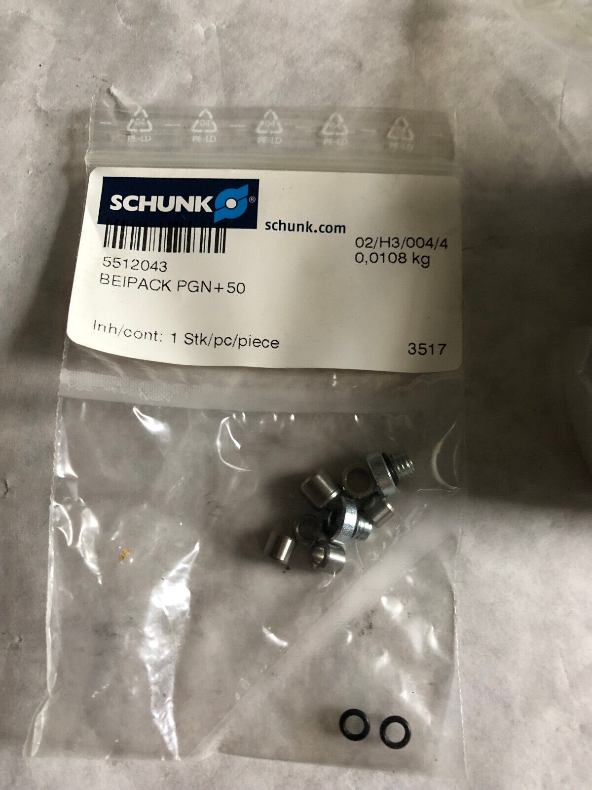 New Schunk Pgn+50-1-As-Kvz Universal Pneumatic Gripper,0372399,Ed