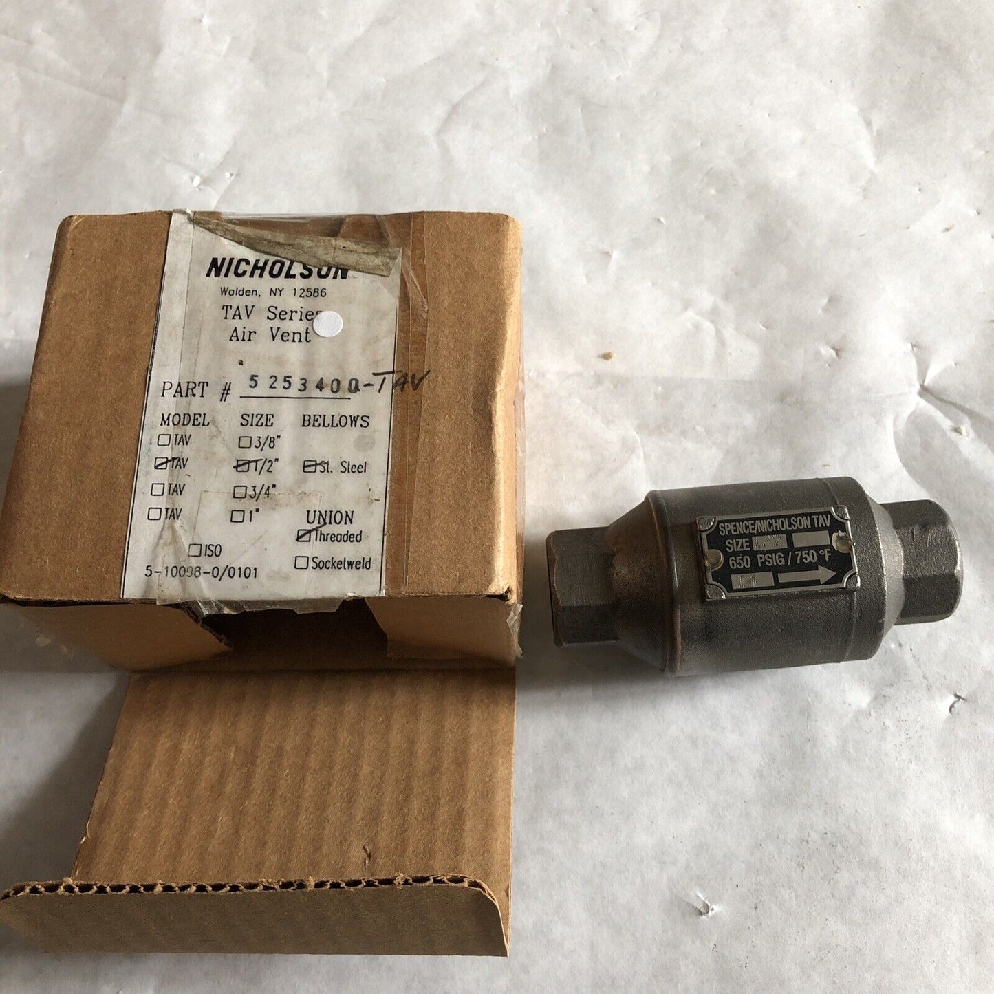 New 1/2” Npt Spence/Nicholson Tav,Ed