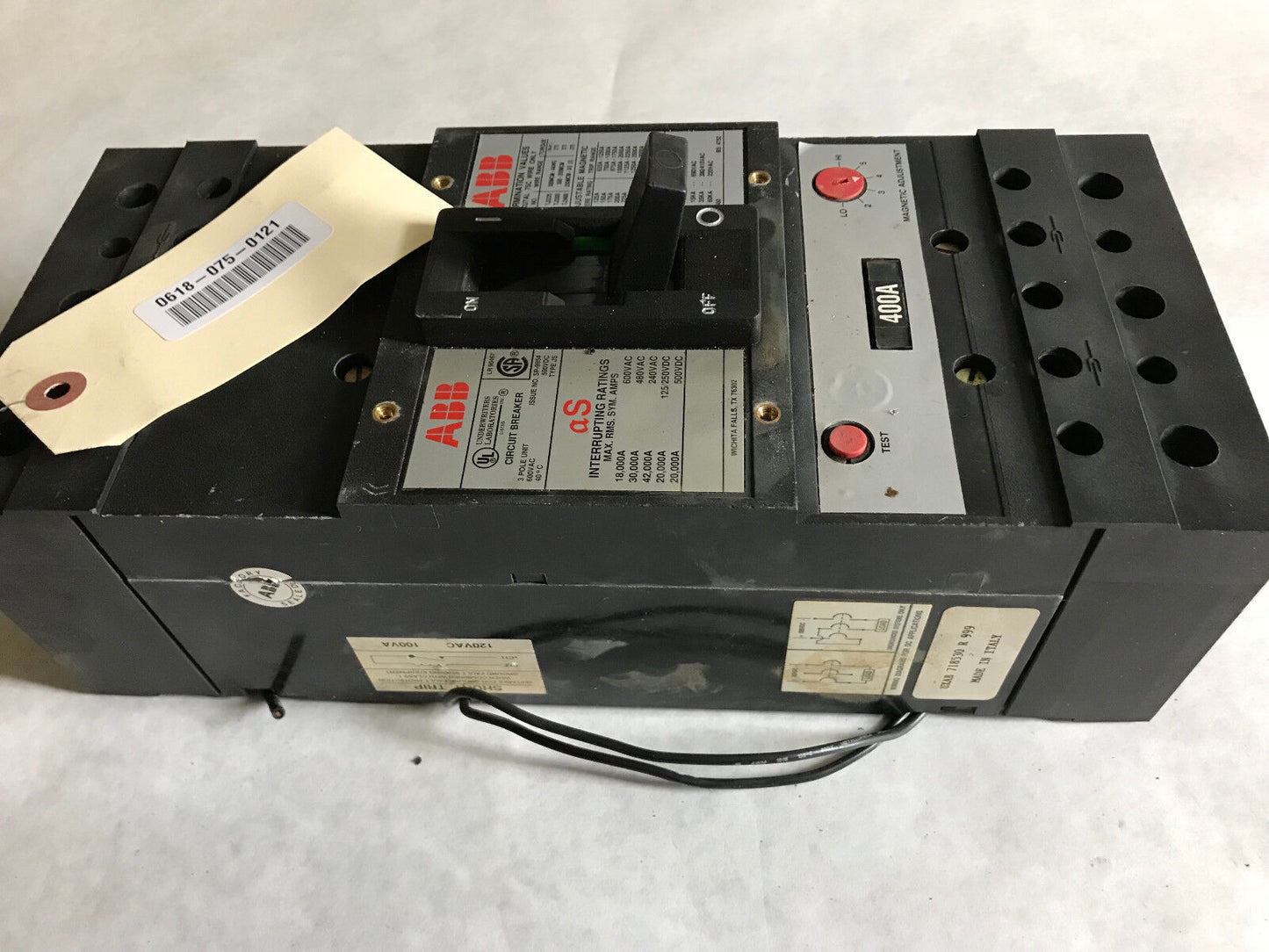 Abb Sp-9954 Circuit Breaker,400 A,3-Pole,600 Vac/250 Vdc,Abb Js,Cu7al 75C,Ta,Aa
