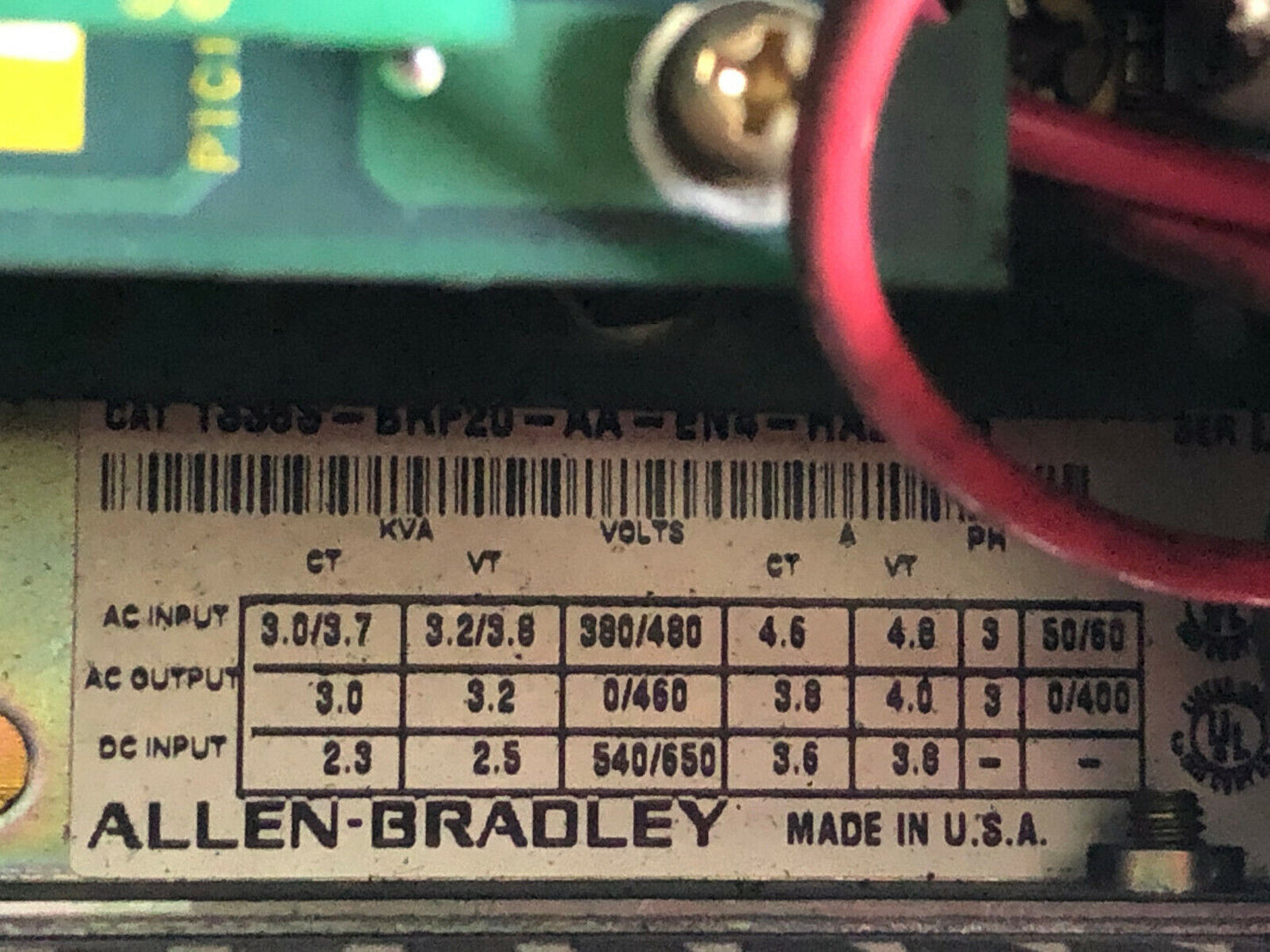 Allen Bradley 1336S-Brf20-Aa-En4-Ha2-L5 Drive,2 Hp,1336-L5,1336S-En4,Bg