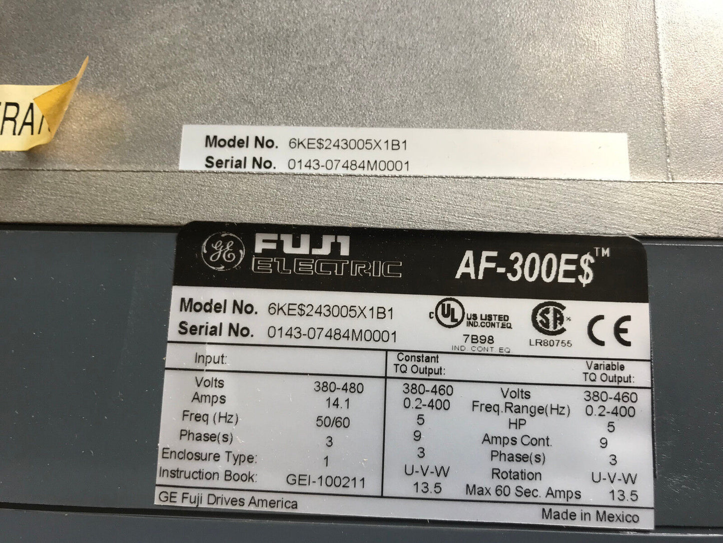 New Fuji Af-300Es Ac Drive, 3 Ph 5 Hp 6Ke$243005X1b1 6Kes243005x1b1 Af-300E$,Et