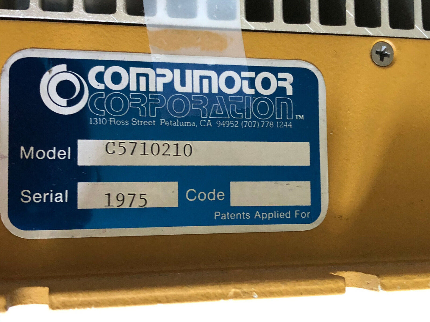 Compumotor C5710210 Driver/Power Supply,Motor Asset 31239,Fm
