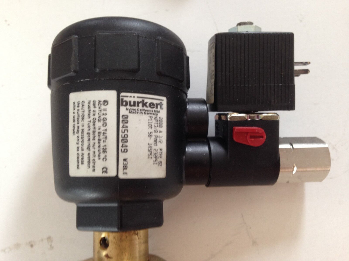 3/8" Npt Burkert 2000-A-1/2 Ptfe Bz Pneumatic Piston Seat Valve Nc,00428551,Ag