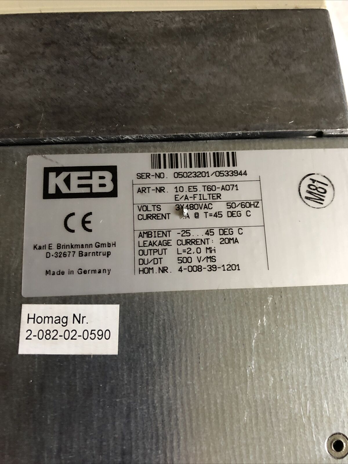 Keb 09.F5.Cbb-Ya00,10.E5.T60-A071 Combivert,Keb 09.F5.Cbb-Yaoo,2.8Kva,3Ph,Tj,Ap