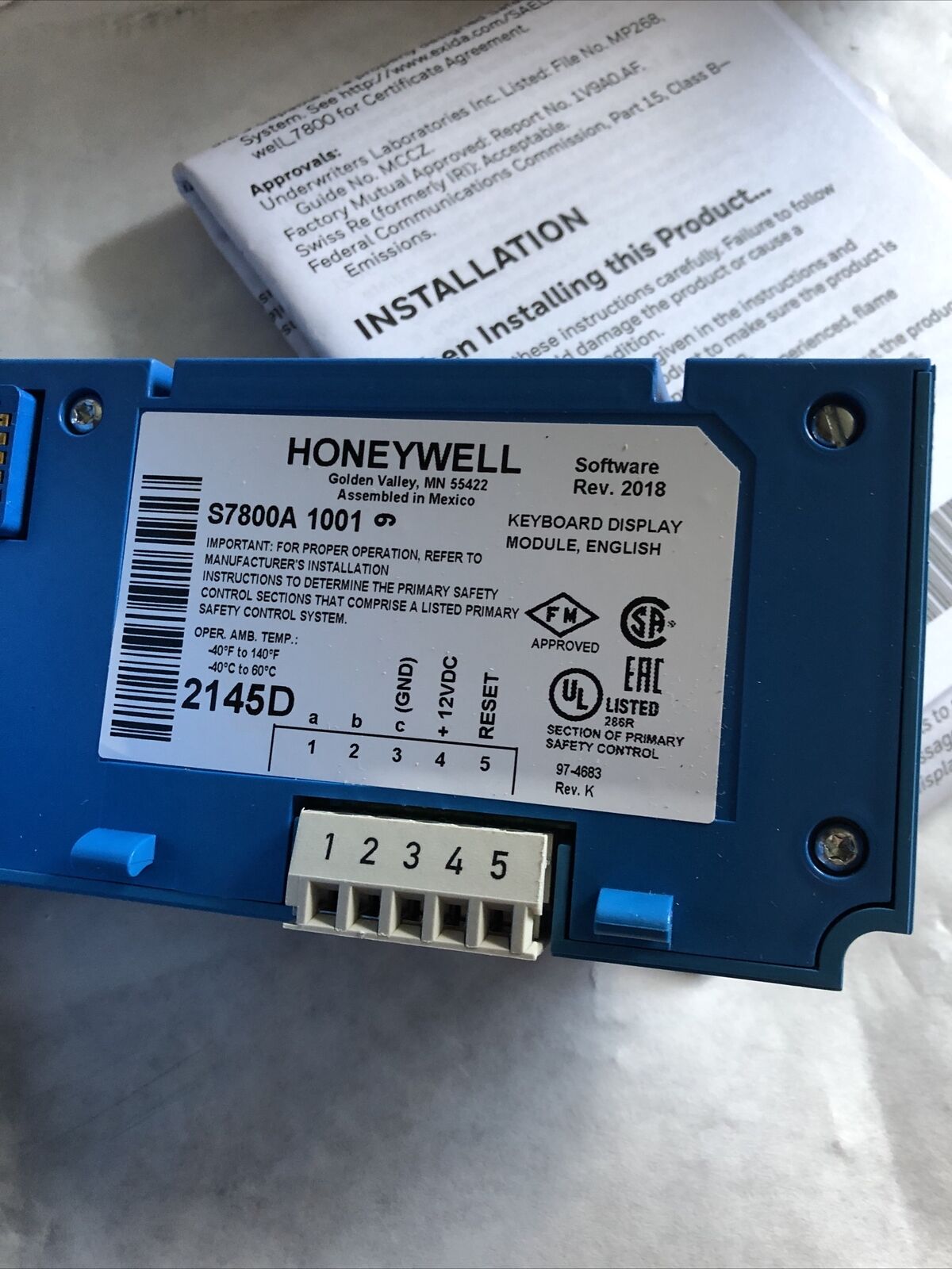 New Honeywell Rm7800 L 1053 Burner Control,Honeywell Rm7800l1053,S7800a1001,Ek