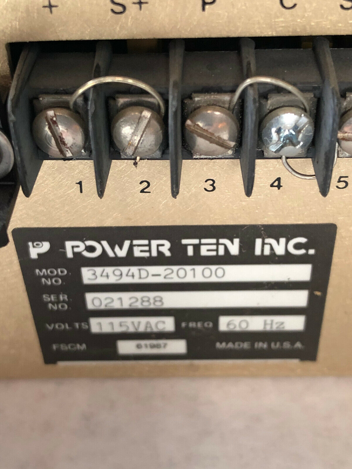 Power Ten 3494D-20100 Power Supply 208Vac,Aehr Test Systems 3494D-20100,Bg