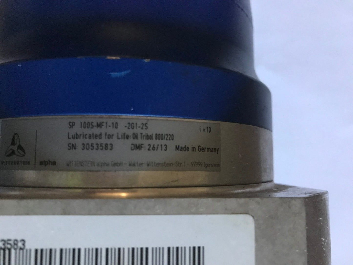 Wittenstein Alpha Sp 100S-Mf1-10-2G1-2S,1005-Mf1-10-2G125 Planetary Gear Head,Ef
