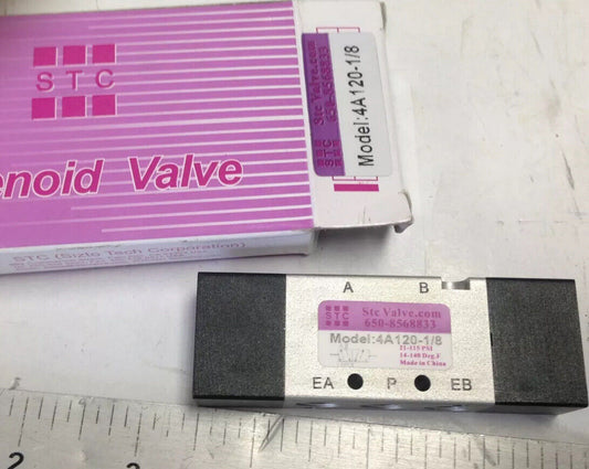 New Stc 4A 120-1/8 Pneumatic Solenoid Valve, 4A, 20Vac,1/8"-Npt,21-115-Psi,Fe