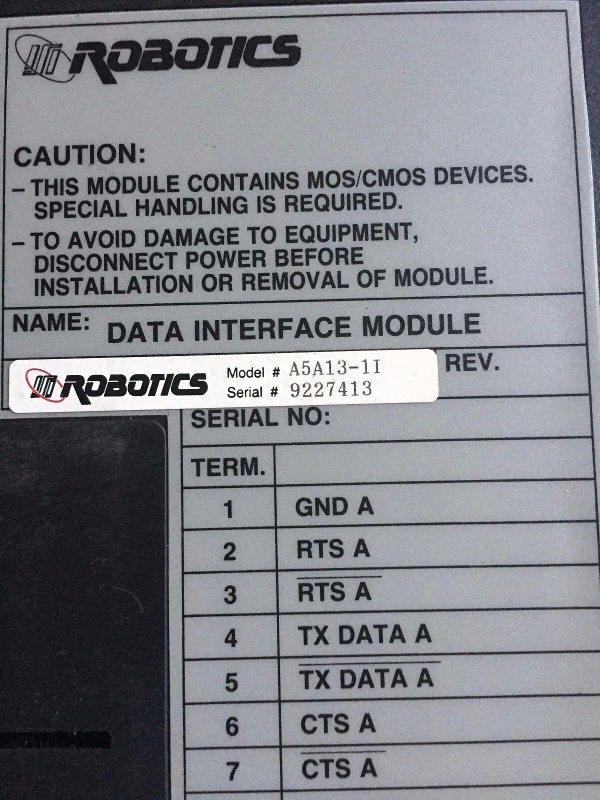 Isi Robotics A5a13-11 Interface Module,Isi Robotics Dim,Ct