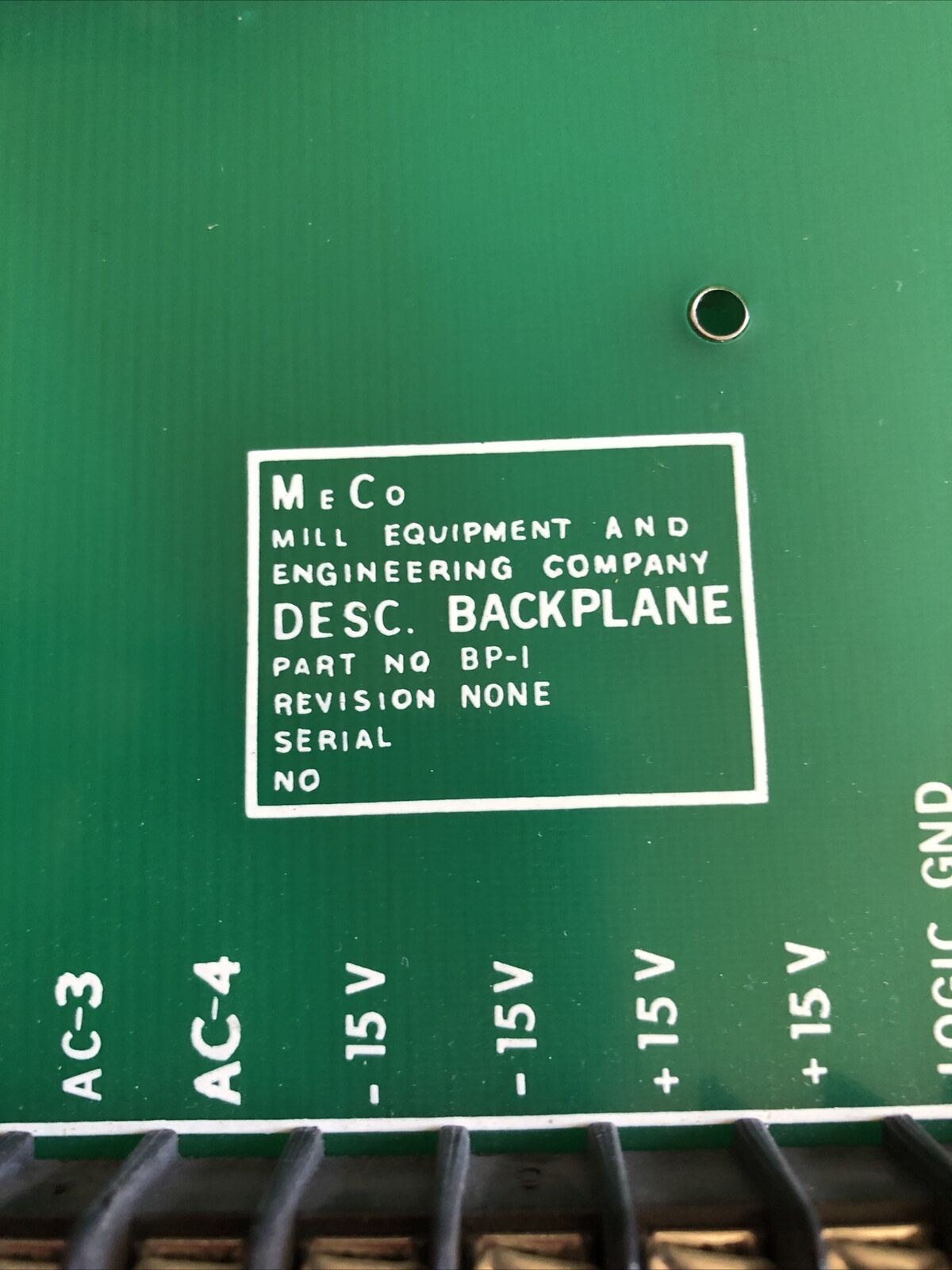 Meco Bp-I Backplane,Desc. Back Plane Board Mill Equipment,Me Co Bp-1,Pcb,Dg