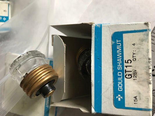 New Lot Of 8 Gould Shawmut Gt15 Plug Fuse 15Amp 125V, Gt 15 Time Delay 15A,Eq