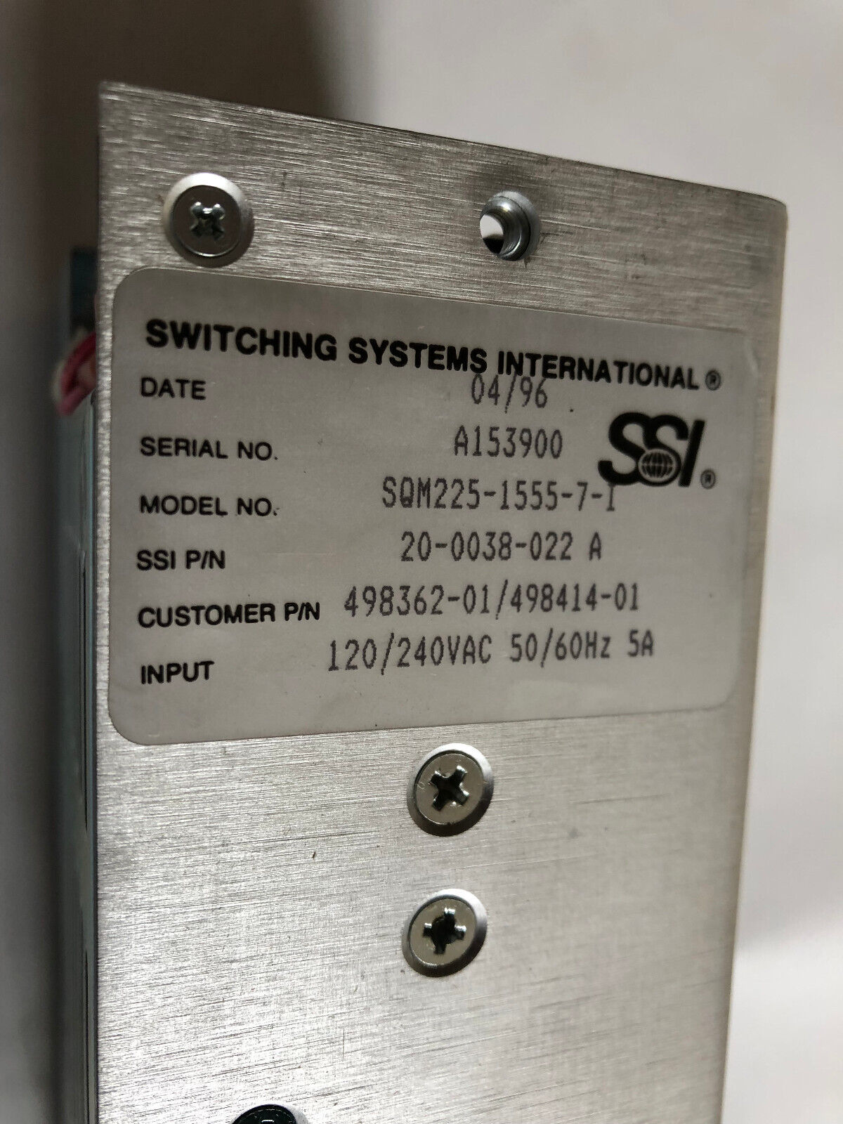 New Ssi Sqm225-1555-7-1 Power Supply,Switching Systems Sqm225 155571,Sf
