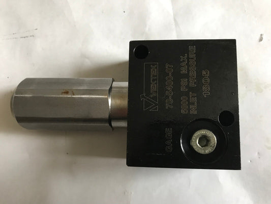 Vektek Gage 70-5400-07 Pressure Limit Valve 5000Psi Max Inlet Pressure 1000-3,Sc