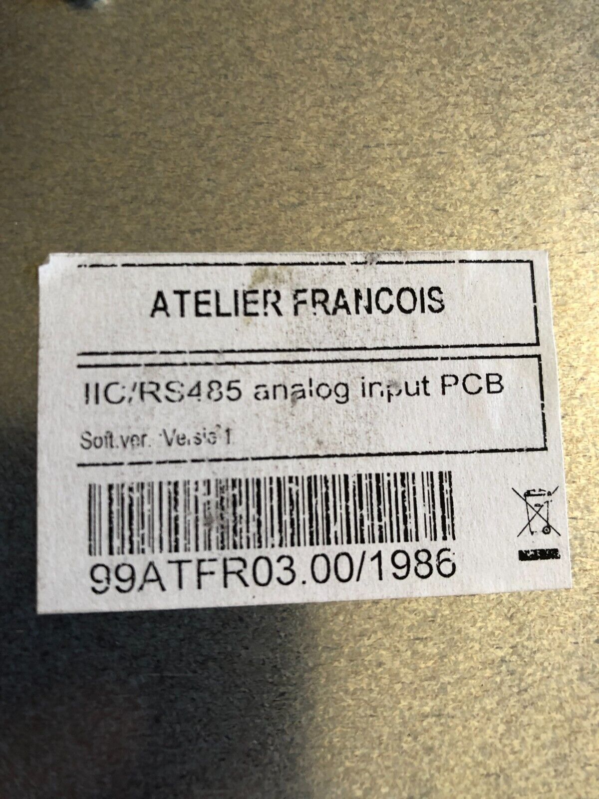 New Atelier Iio/Rs485 Analog Input / Output Module 99Atfr03.00/1986,Iic/Rs485,Bt