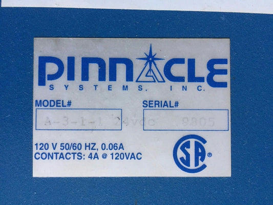 Used Pinnacle A-3-1-1 24Vdc,120V,52-112R2 Safety Mat Controller G0176700,Boxac
