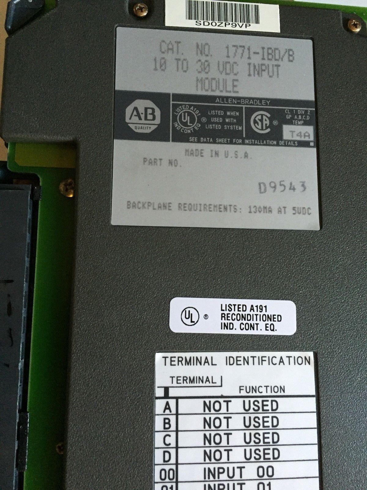 Allen Bradley 1771-Ibd/B , Allen Bradley 1771-Ibd/8,10 To 30Vdc Input,Bh