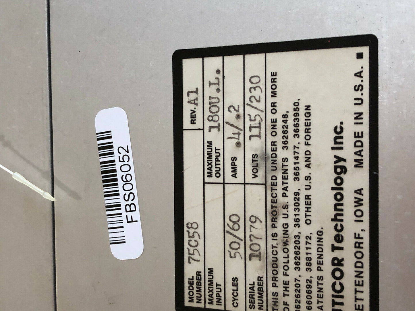 Uticor 75C58 Power Supply/Interface,S-D,Struthers-Dunn Director 4001,1.5A,Hc,Ev