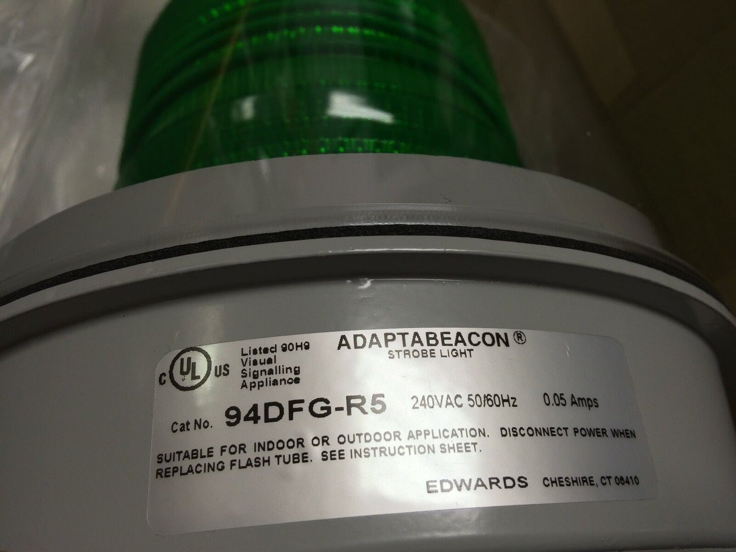 New  Edwards  94Dfg-R5 Strobe_Df_Grn_240Ac ,Adaptabeacon ,Cn,Sj