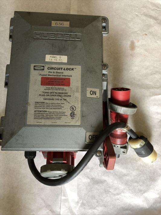 Hubbell Hbl430mif7w,Plug, Circuit Lock Pin & Sleeve Fused Interlock,Ae