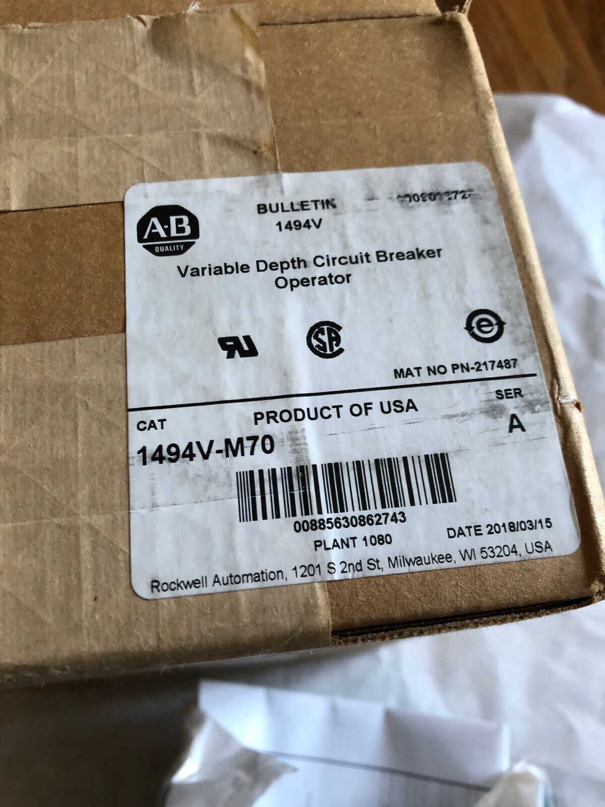 Allen Bradley 1494V-M70 Variable Depth Circuit Breaker Operator Kits Frame,Am