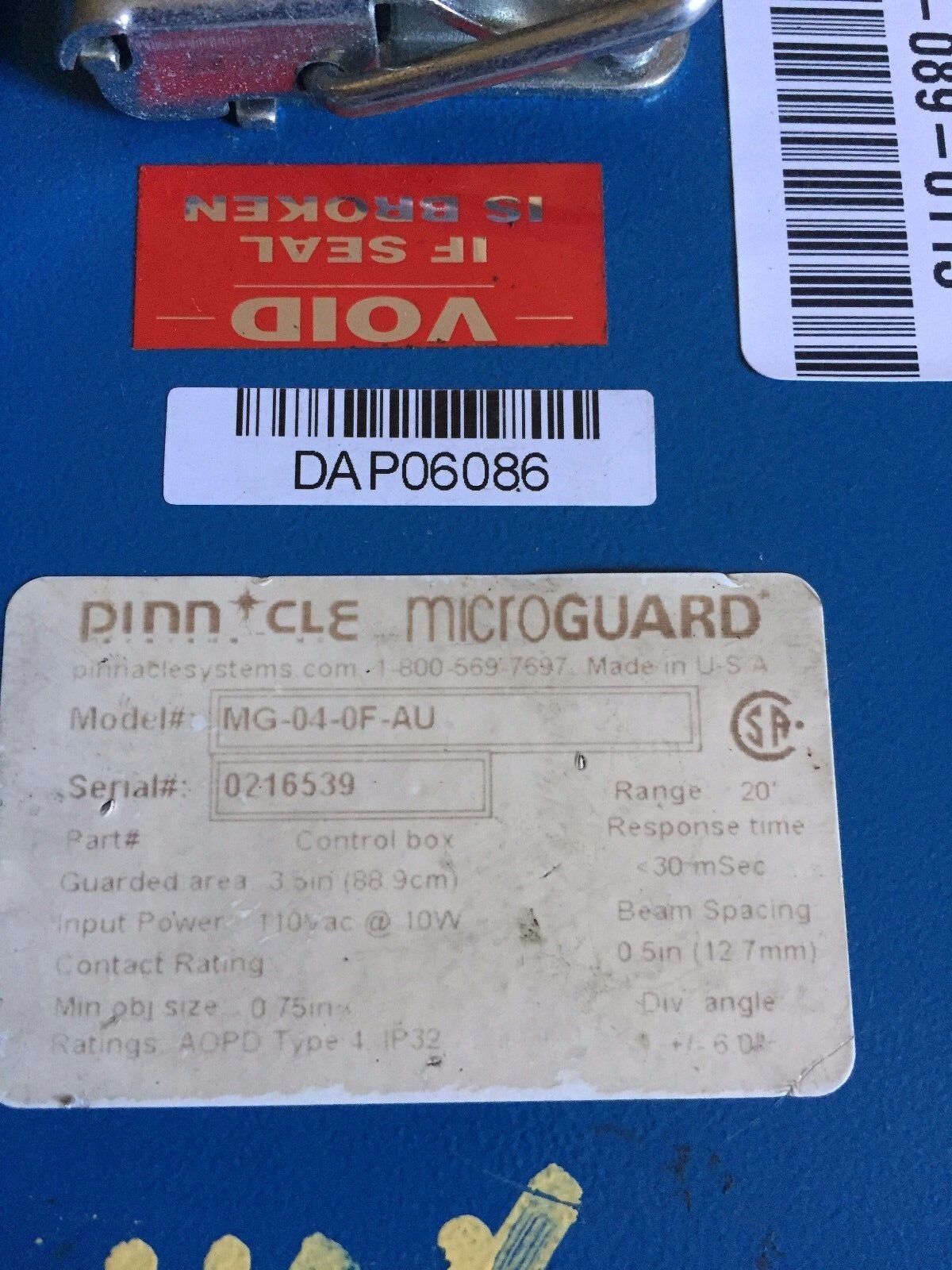 Pinnacle Mg-04-0F-Au,Triad 31-004,Tci, Microguard Safety Controller,24 V,110V,Bz