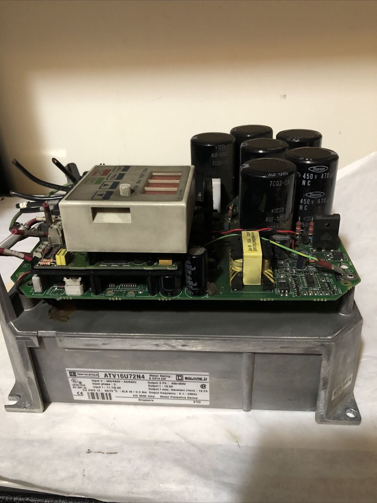 Telemecanique Atv16u72n4 Ac Drive, 5 Hp, 3-Phase, 400/460V,Wo 70586,Bk
