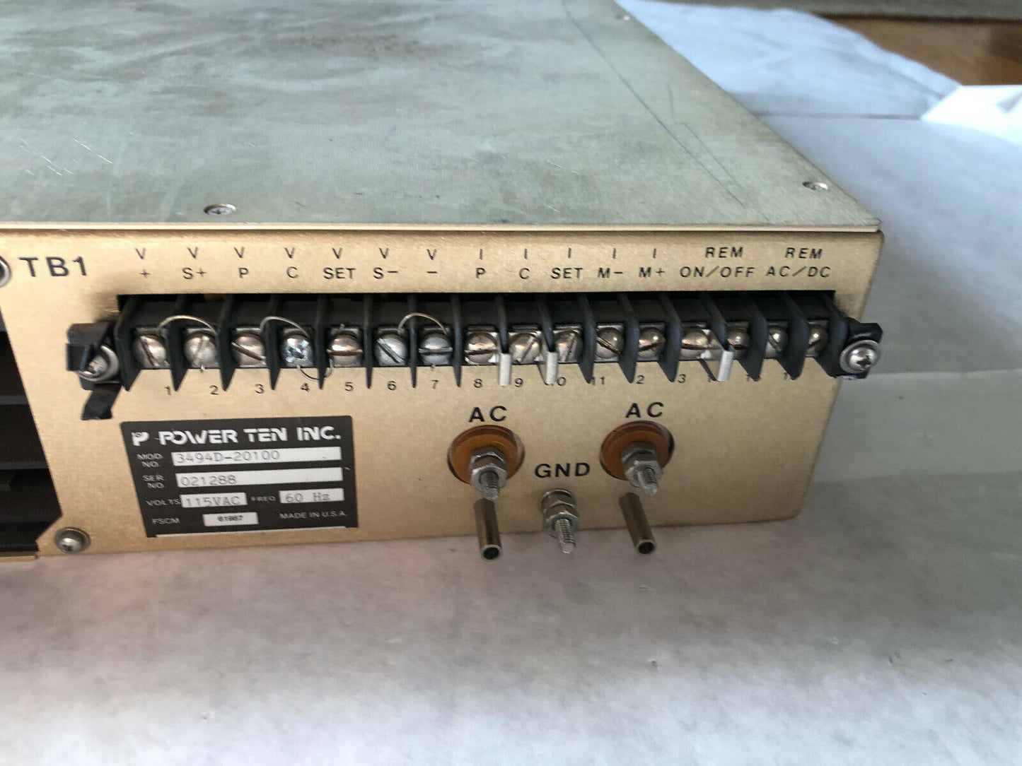 Power Ten 3494D-20100 Power Supply 208Vac,Aehr Test Systems 3494D-20100,Bg