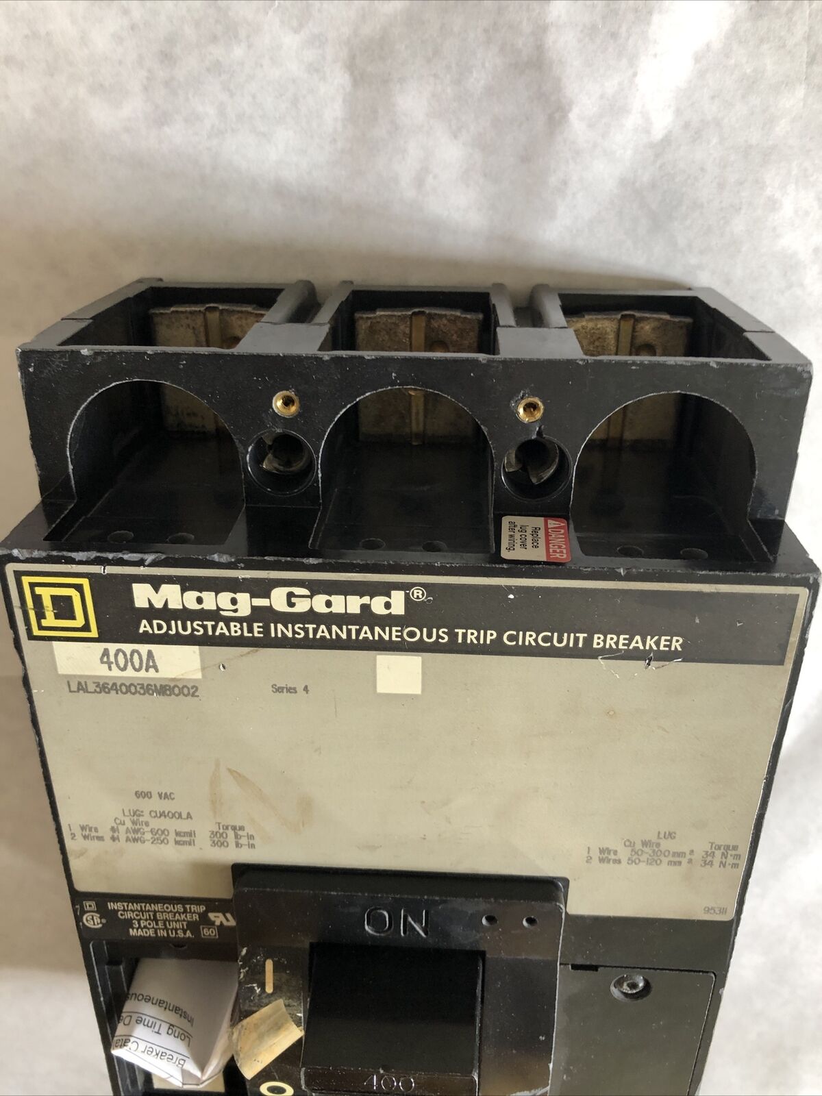 Square D Lal3640036m8002 400 A Electric Circuit Breaker 400Amp 3Pole 600Vac,Fm