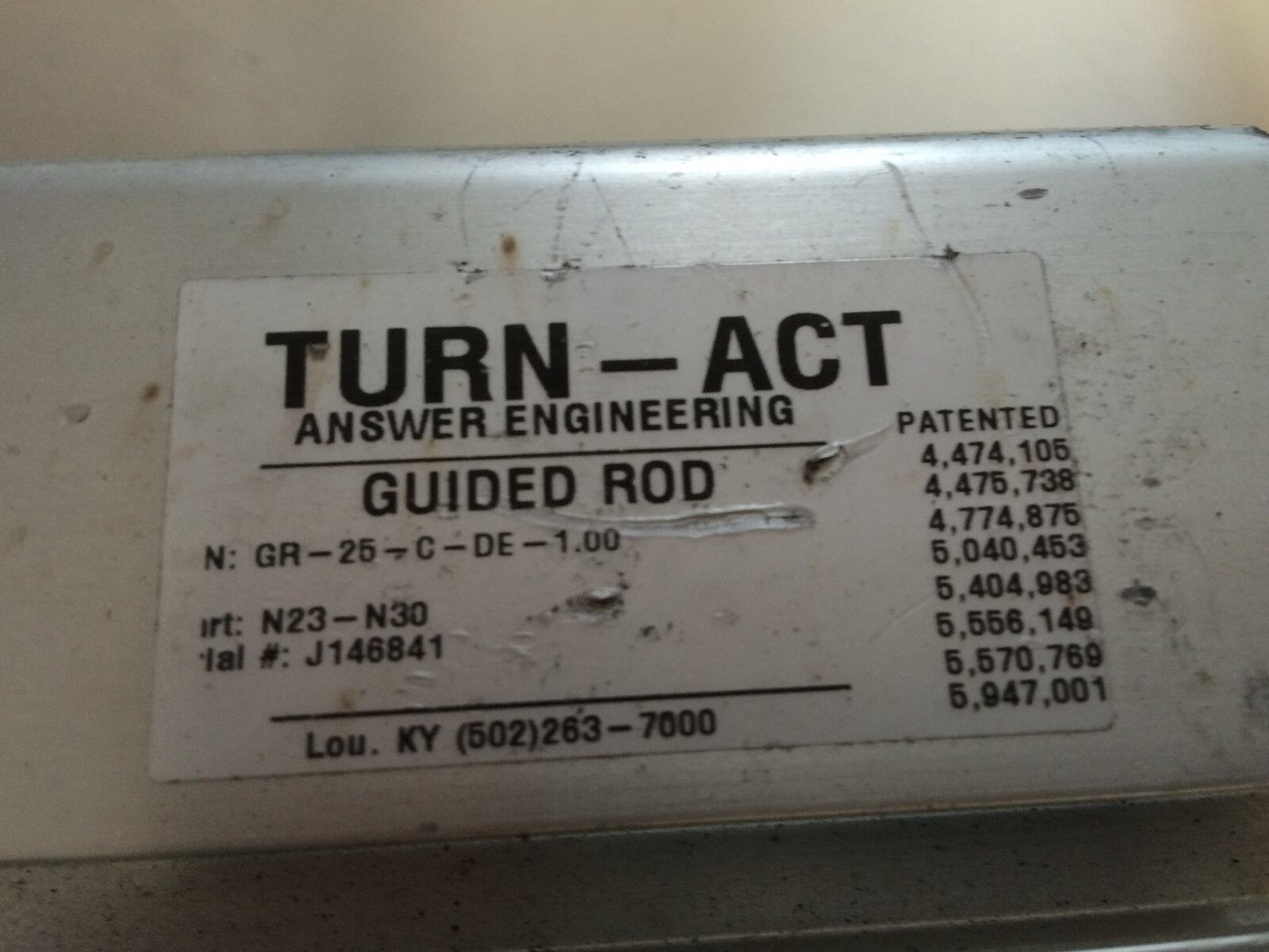 Turn-Act Gr-25-C-De-1.00 Guided Rod Pneumatic Slide Cylinder,Bq